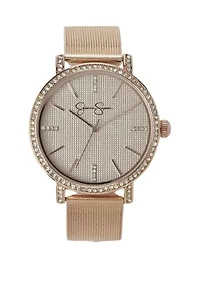 Rose Gold Tone 36 Millimeter Textured Mesh Watch