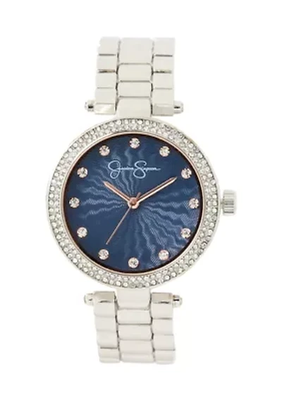 Silver Tone Rose Bezel Diamond Watch