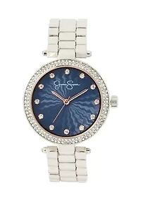 Silver Tone Rose Bezel Diamond Watch