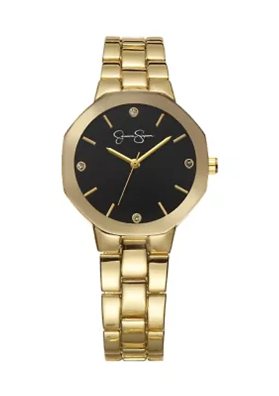 Gold Tone Metalized Bezel Bracelet Watch