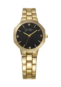 Gold Tone Metalized Bezel Bracelet Watch