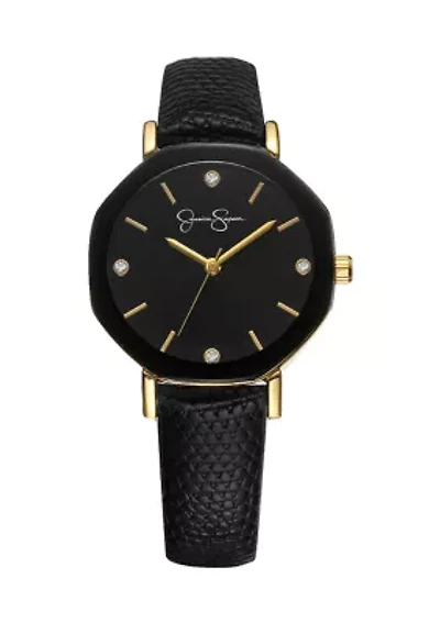 Metalized Bezel Strap Watch