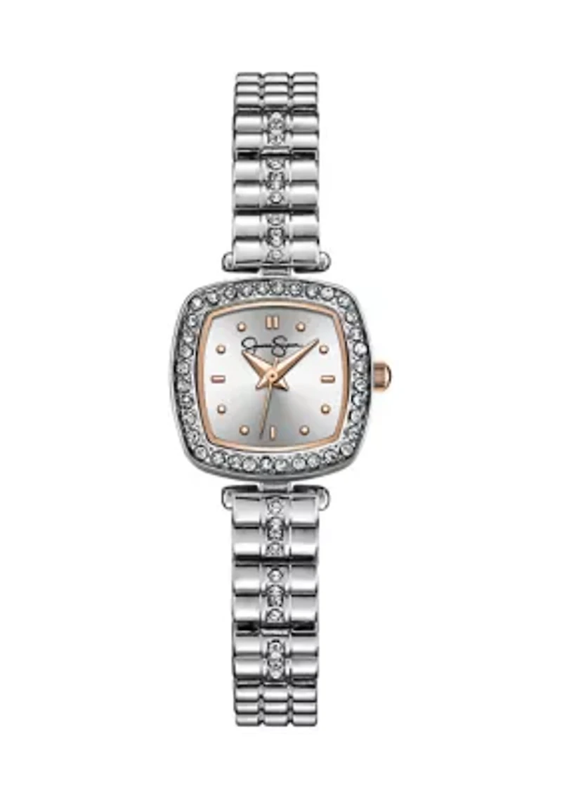 Silver Tone Mini Cushion Bracelet Watch