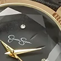 Gold Tone Black Faceted Glass Strap Watch