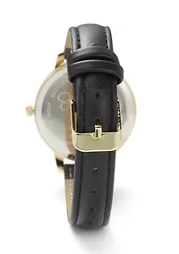 Gold Tone Black Faceted Glass Strap Watch