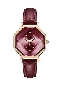 Rose Gold Tone Faceted Glass Strap Watch