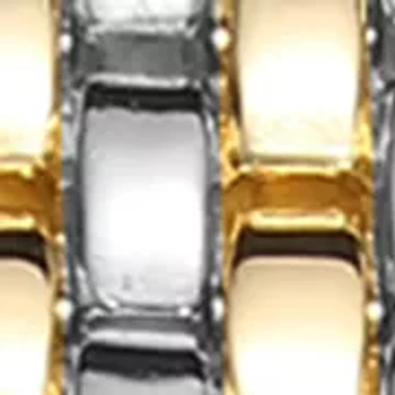 Crystal Pave Square Tri-Tone Watch