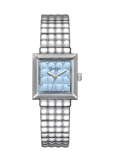 Women's Blue Crystal Dial Quilted Analog Watch