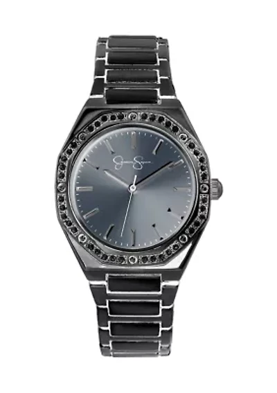 Women's Silvertone Grey Pave Analog Watch