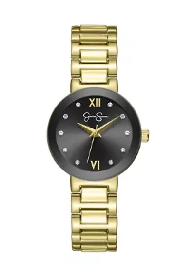 Women's Gold Tone Black Dial Ananlog Watch 