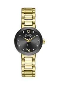 Women's Gold Tone Black Dial Ananlog Watch 