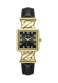 Women's Leather Gold Tone Analog Watch