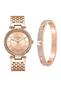 Women's Rose Watch and Pavé Bracelet Set