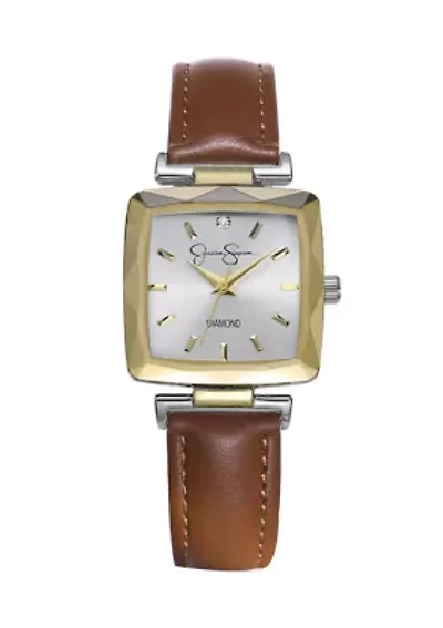 Two Tone Brown Leather Strap Watch
