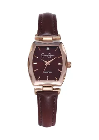 Rose Gold Tone Faceted Bezel Watch
