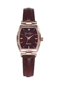 Rose Gold Tone Faceted Bezel Watch