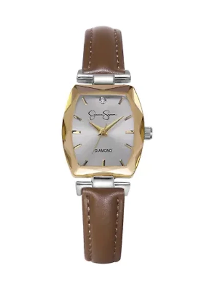 Two Tone Brown Leather Band Watch