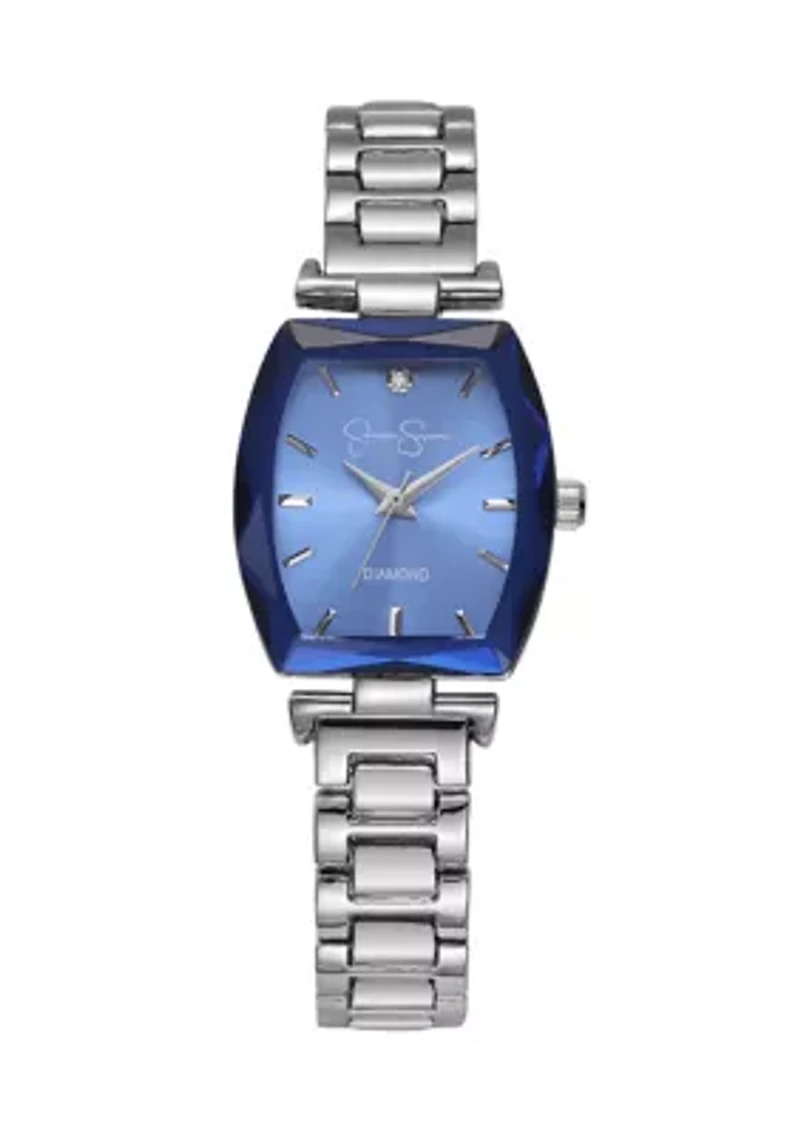 Silver Tone Blue Dial Watch