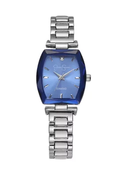 Silver Tone Blue Dial Watch