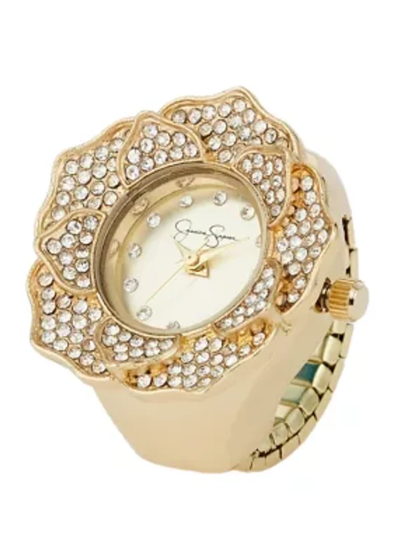 Crystal Flower Watch Ring Set