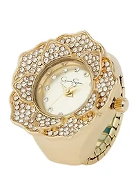 Crystal Flower Watch Ring Set