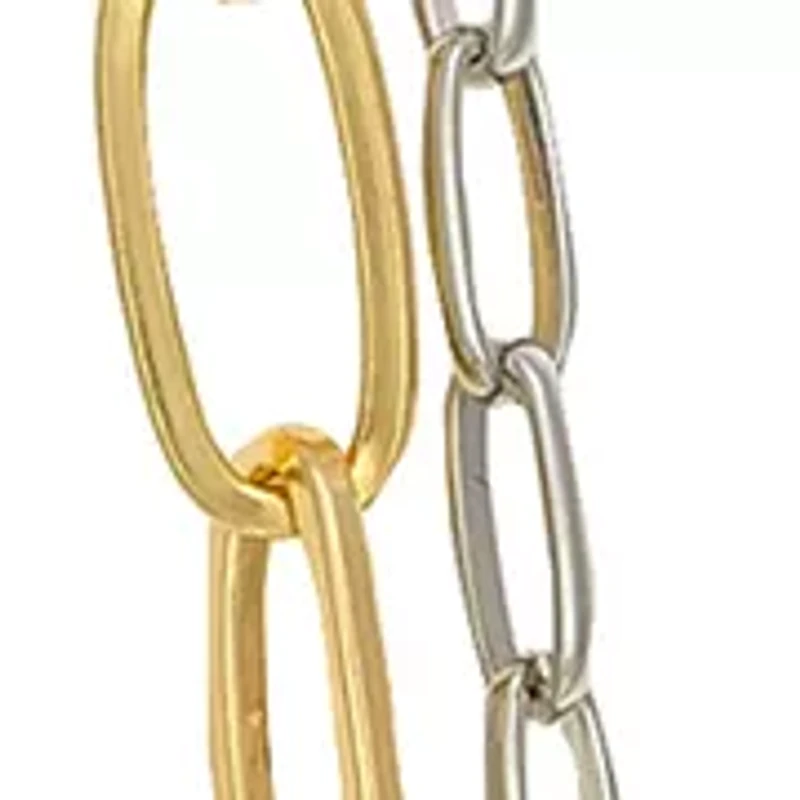 Two-Tone 2-Row Long Chain Link Necklace 