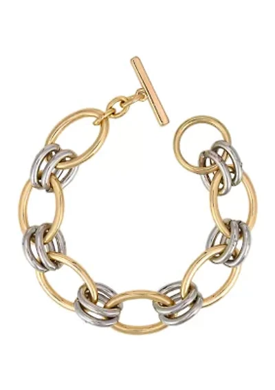Two-Tone Chain Link Bracelet 
