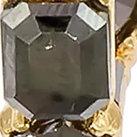 Gold Tone Hematite Stone Post Hoop Earrings