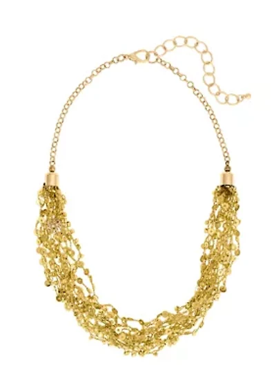 Short Multi Row Crochet with Sequins Necklace