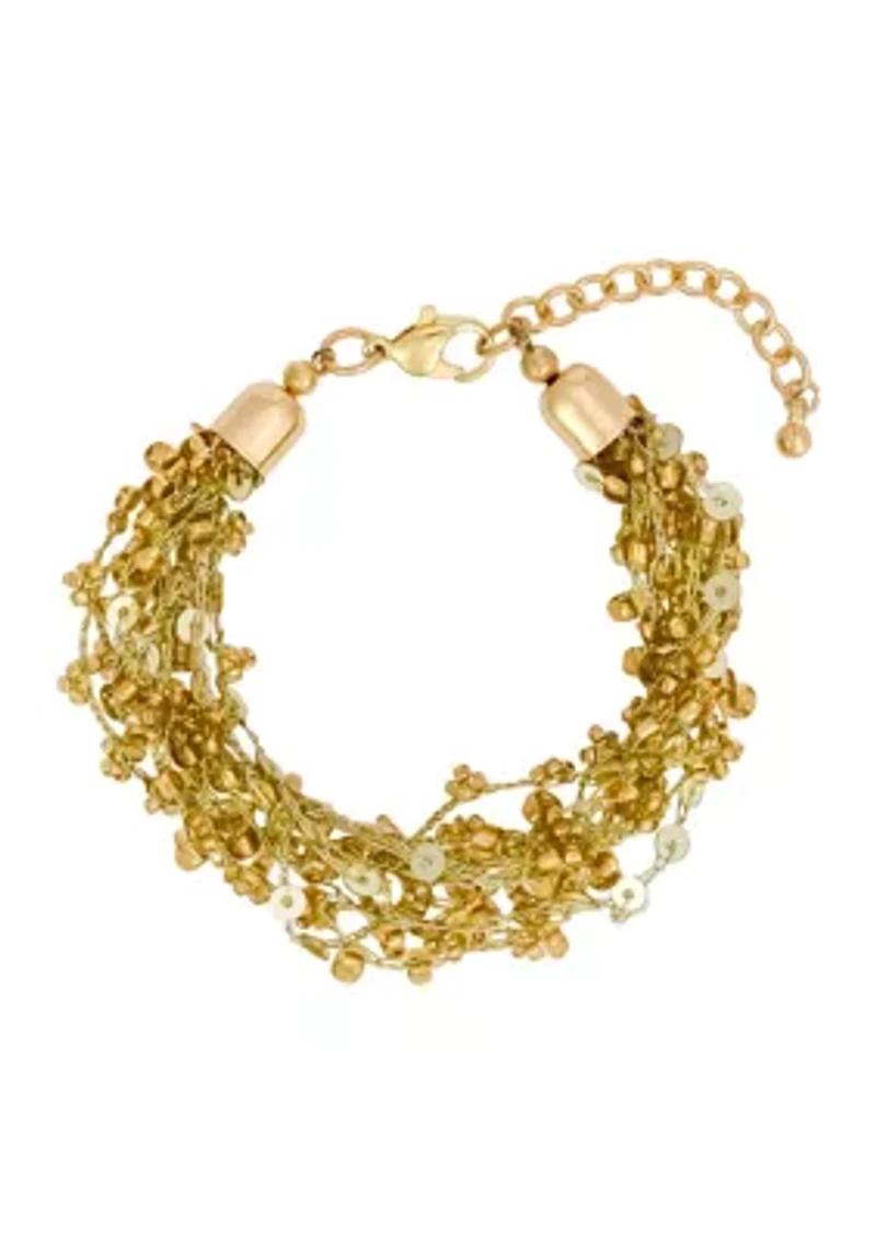 Crocheted with Sequins Multi Row Bracelet