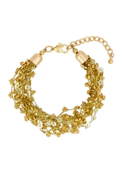 Crocheted with Sequins Multi Row Bracelet