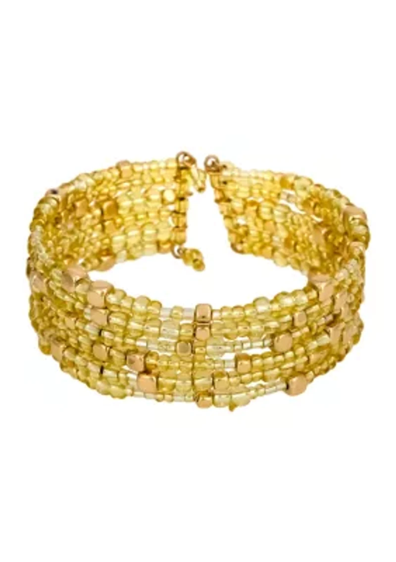 Multi Row Seed Bead Cuff Bracelet