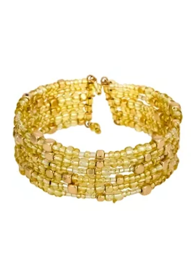 Multi Row Seed Bead Cuff Bracelet