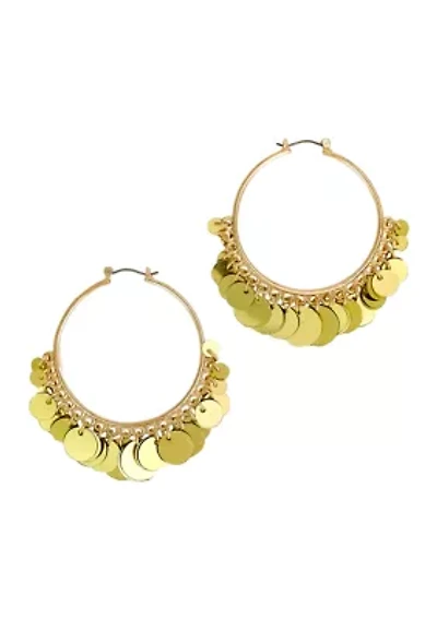 Sequin Fringe Drop Click It Hoop Earrings