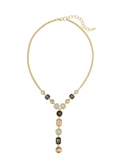 Gold Tone Multi Shaped Stone Necklace