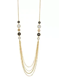 Gold Tone Long Multi Chain Swag Necklace