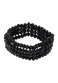 Black 4 Row Beaded Stretch Bracelet