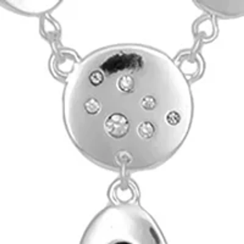 Silver Tone Linked Oval and Round Disc Y Necklace