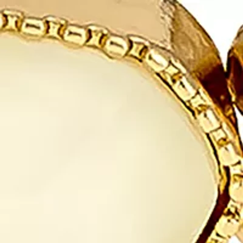 Gold Tone Ivory Hexagon Stone Stretch Bracelet