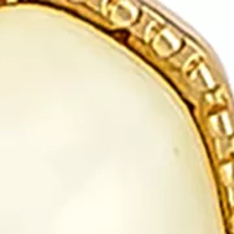 Gold Tone Ivory Graduated Double Hexagon Stone Drop Earrings