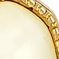 Gold Tone Ivory Graduated Double Hexagon Stone Drop Earrings