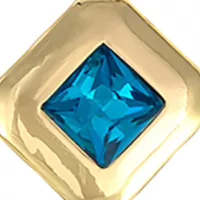 Gold Tone Framed Square Stone Frontal Necklace