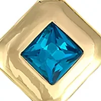 Gold Tone Framed Square Stone Frontal Necklace