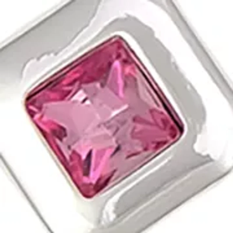 Silver-Tone Rose Square Stones Frontal Necklace