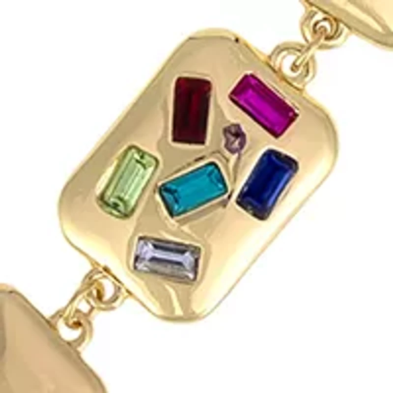 Gold Tone Linked Square Bead  Y Necklace