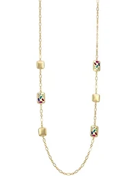Gold Tone Multi Scattered Stone Station Illusion Necklace