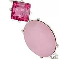 Silver-Tone Multi Pink Stone Y Necklace