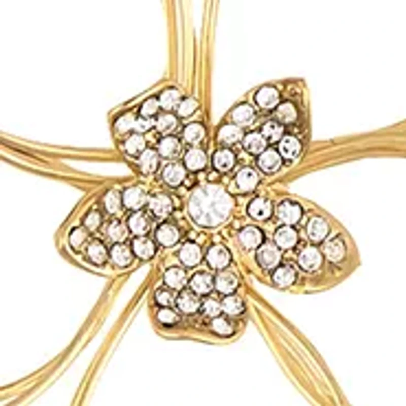 Gold-Tone Double Open Flower Pendant Adjustable Necklace