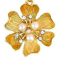 Gold-Tone Layered 2 Row Flower Pendant Drops Necklace