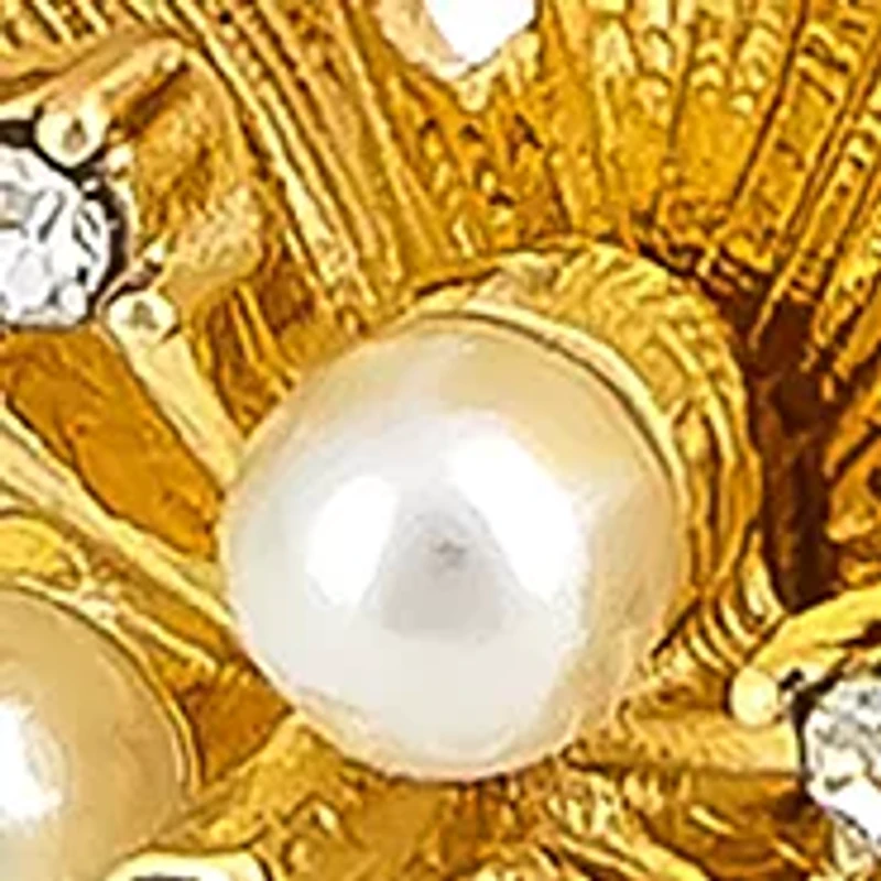 Gold-Tone Open Cuff with Flower Ends Bracelet